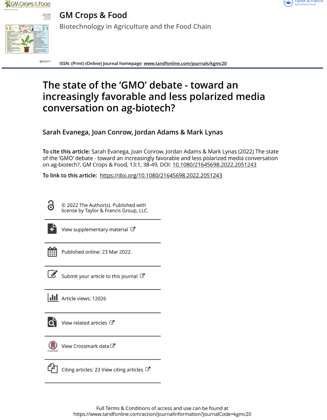 The State of the GMO Debate